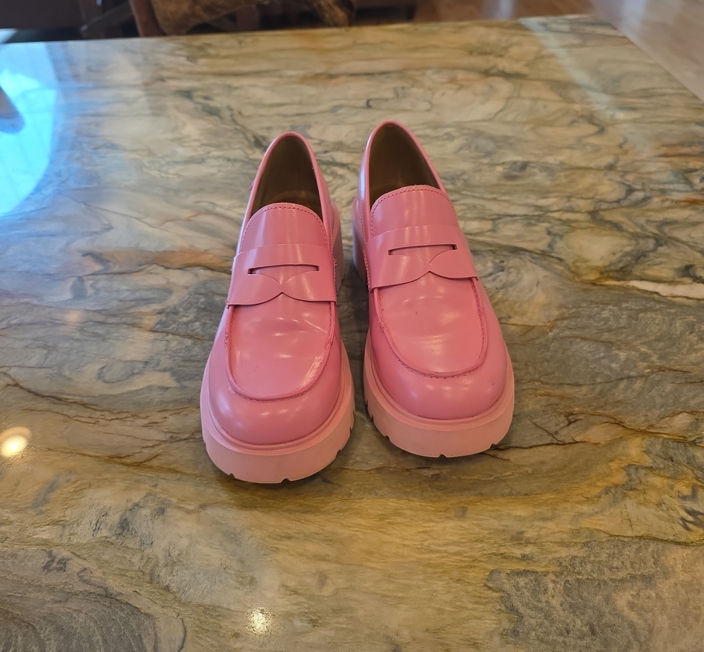 Camper Pink Platform Penny Loafers